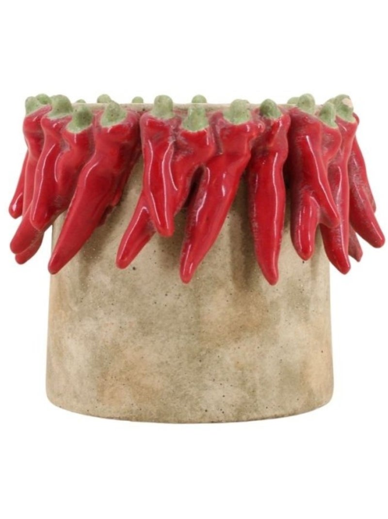Cache pot en céramique piments rouge relief d24x20cm Rouge - Kiabi