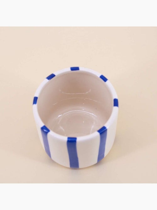 Cache pot en céramique rayé bleu / blanc 9cm - Kiabi Cache pot en céramique rayé bleu / blanc 9cm - Kiabi