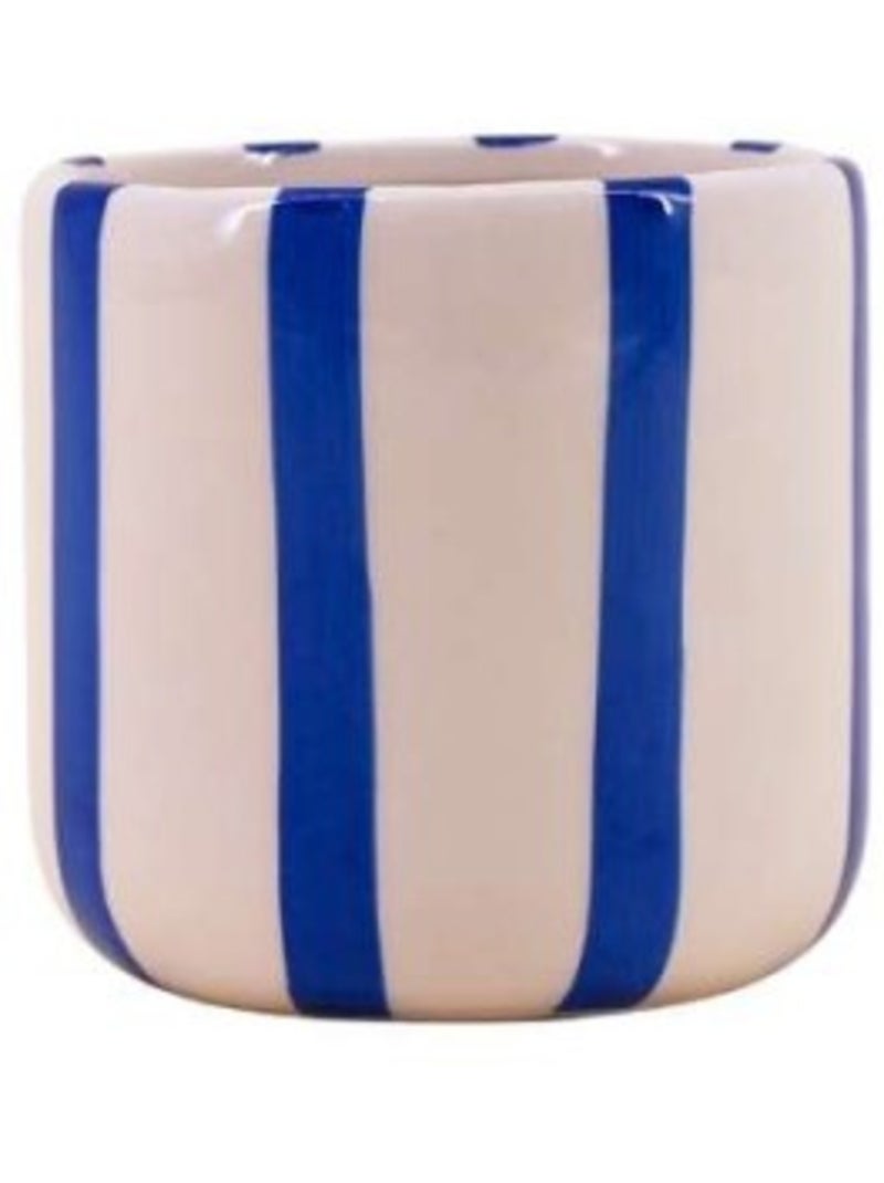 Cache pot en céramique rayé bleu / blanc 9cm Bleu - Kiabi
