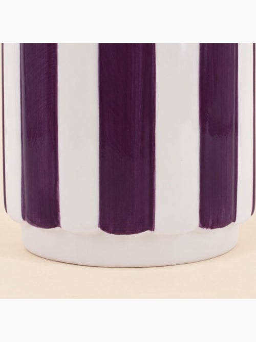 Cache-pot en céramique rayé bordeaux festonné 14x15cm - Kiabi