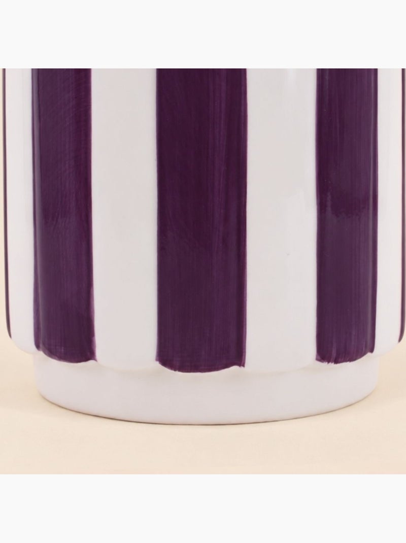 Cache-pot en céramique rayé bordeaux festonné 14x15cm Bordeaux - Kiabi