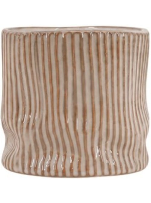 Cache-pot en céramique striée marron 13cm - Kiabi Cache-pot en céramique striée marron 13cm - Kiabi