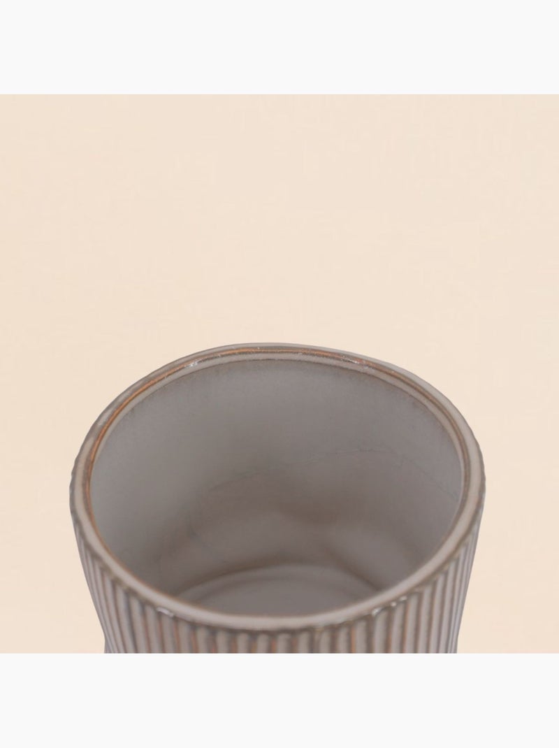 Cache-pot en céramique striée marron 13cm Marron - Kiabi