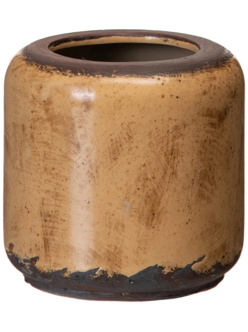 Cache pot en céramique vieillies Marron - Kiabi