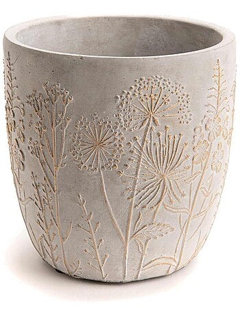 Cache pot en ciment aigrettes de pissenlit