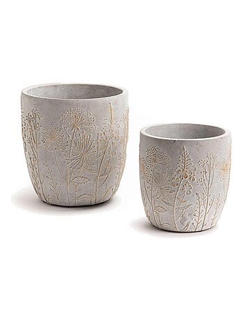 Cache pot en ciment aigrettes de pissenlit