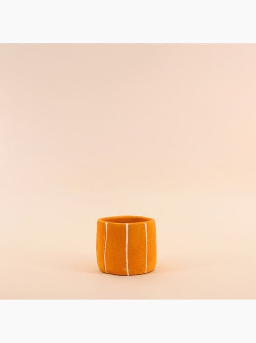 Cache-pot en ciment jaune lignes blanches 10cm - Kiabi