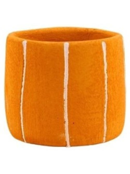 Cache-pot en ciment jaune lignes blanches 10cm - Kiabi