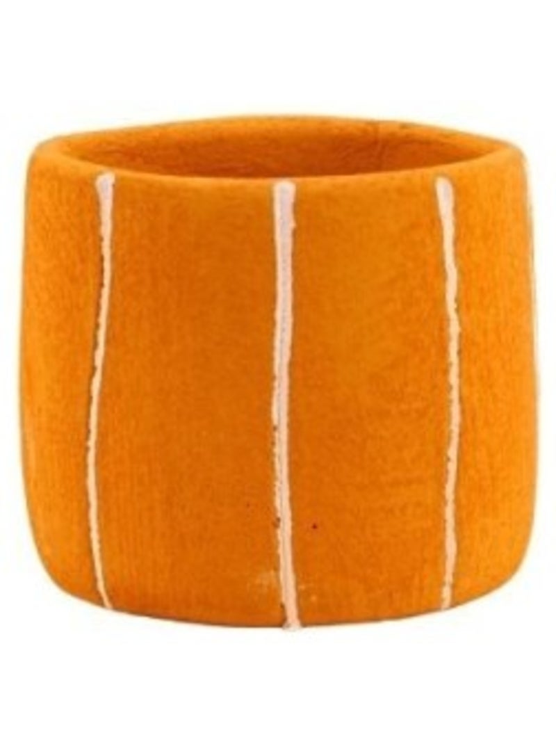Cache-pot en ciment jaune lignes blanches 10cm Jaune - Kiabi