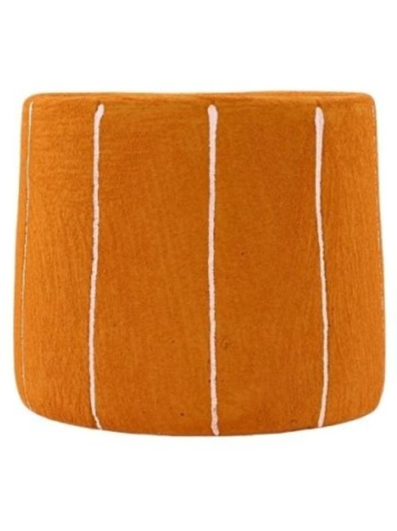 Cache-pot en ciment jaune lignes blanches 15cm Jaune - Kiabi