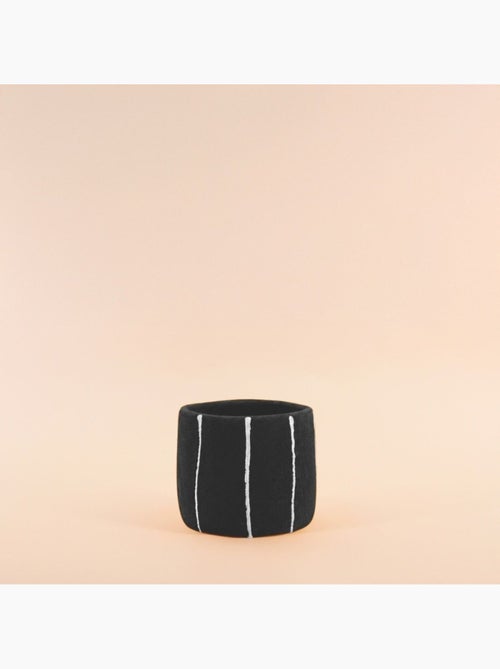 Cache-pot en ciment noir lignes blanches 13cm - Kiabi