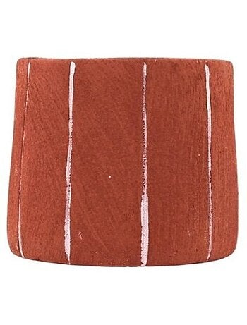 Cache-pot en ciment terracotta lignes blanches 15cm