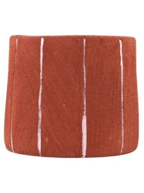 Cache-pot en ciment terracotta lignes blanches 15cm - Kiabi