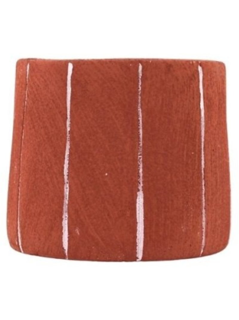 Cache-pot en ciment terracotta lignes blanches 15cm Terre cuite - Kiabi