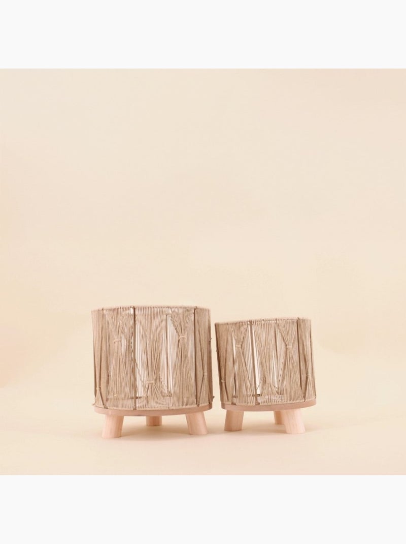 Cache-pot en corde beige 20x20cm Beige - Kiabi