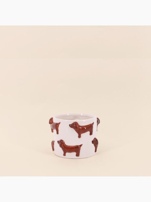 Cache-pot en dolomite teckels en relief 14cm - Kiabi