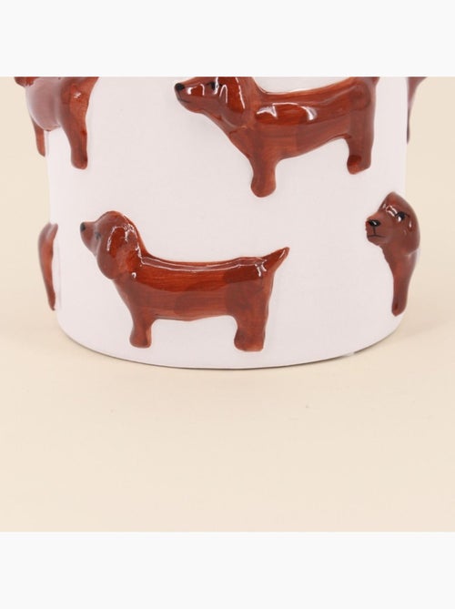 Cache-pot en dolomite teckels en relief 14cm - Kiabi