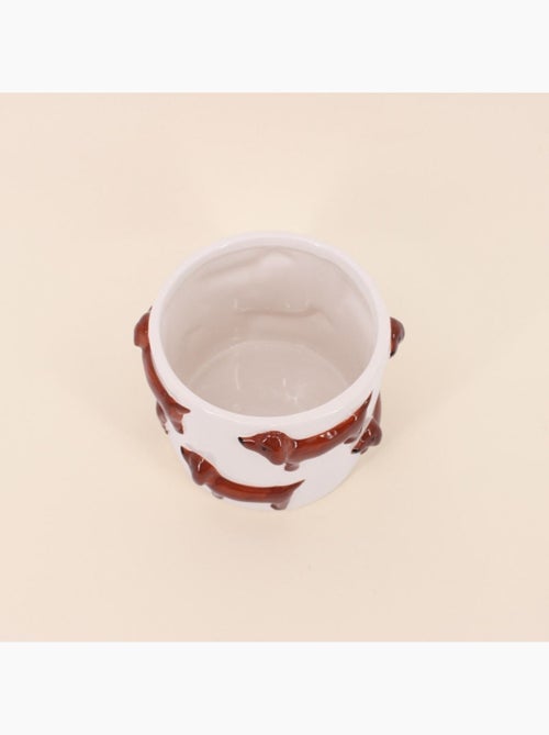 Cache-pot en dolomite teckels en relief 14cm - Kiabi