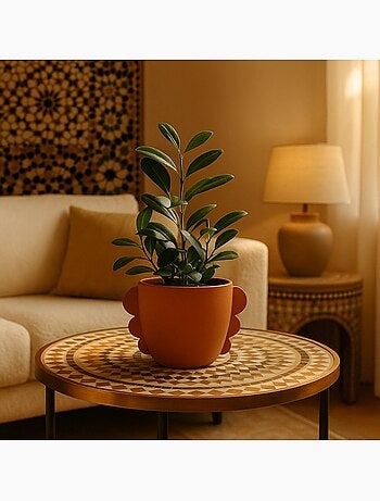 Cache pot en dolomite terracotta 18,7cm