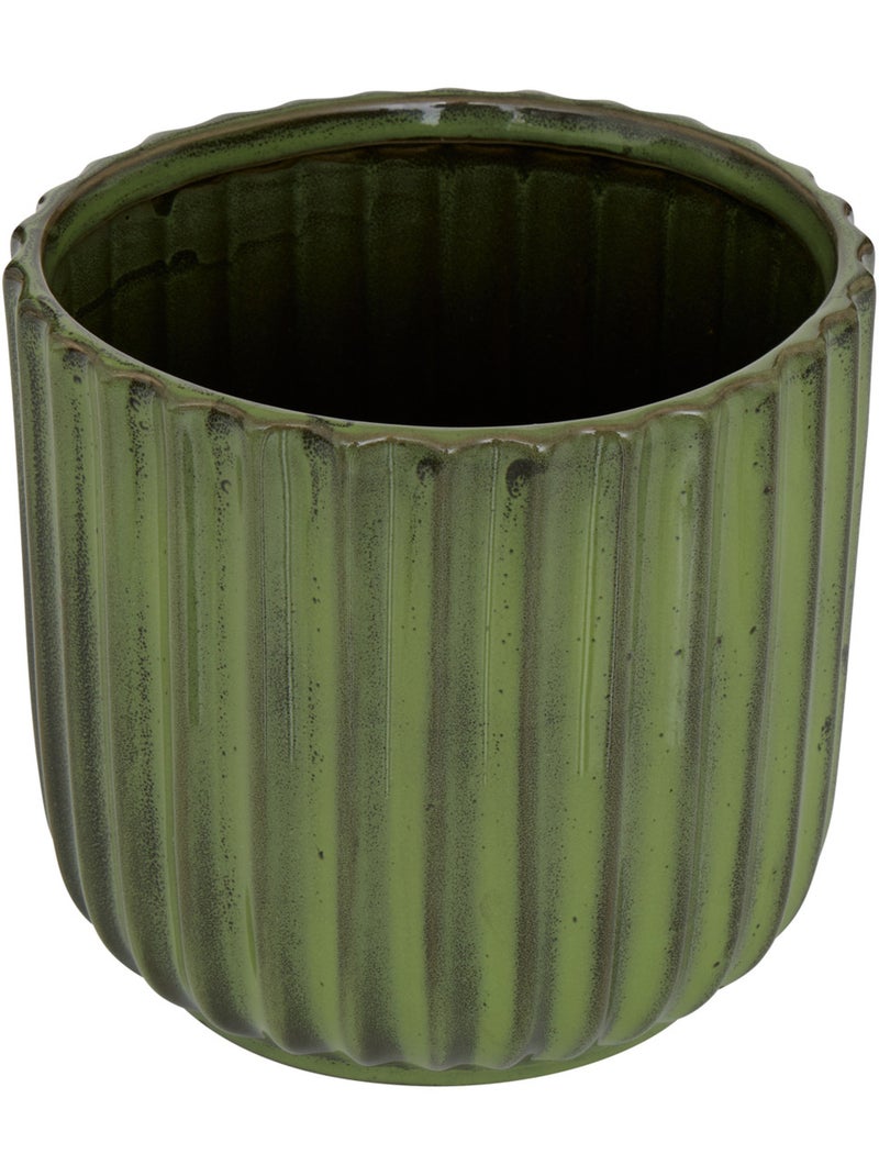 Cache-pot en grès IKO Vert - Kiabi