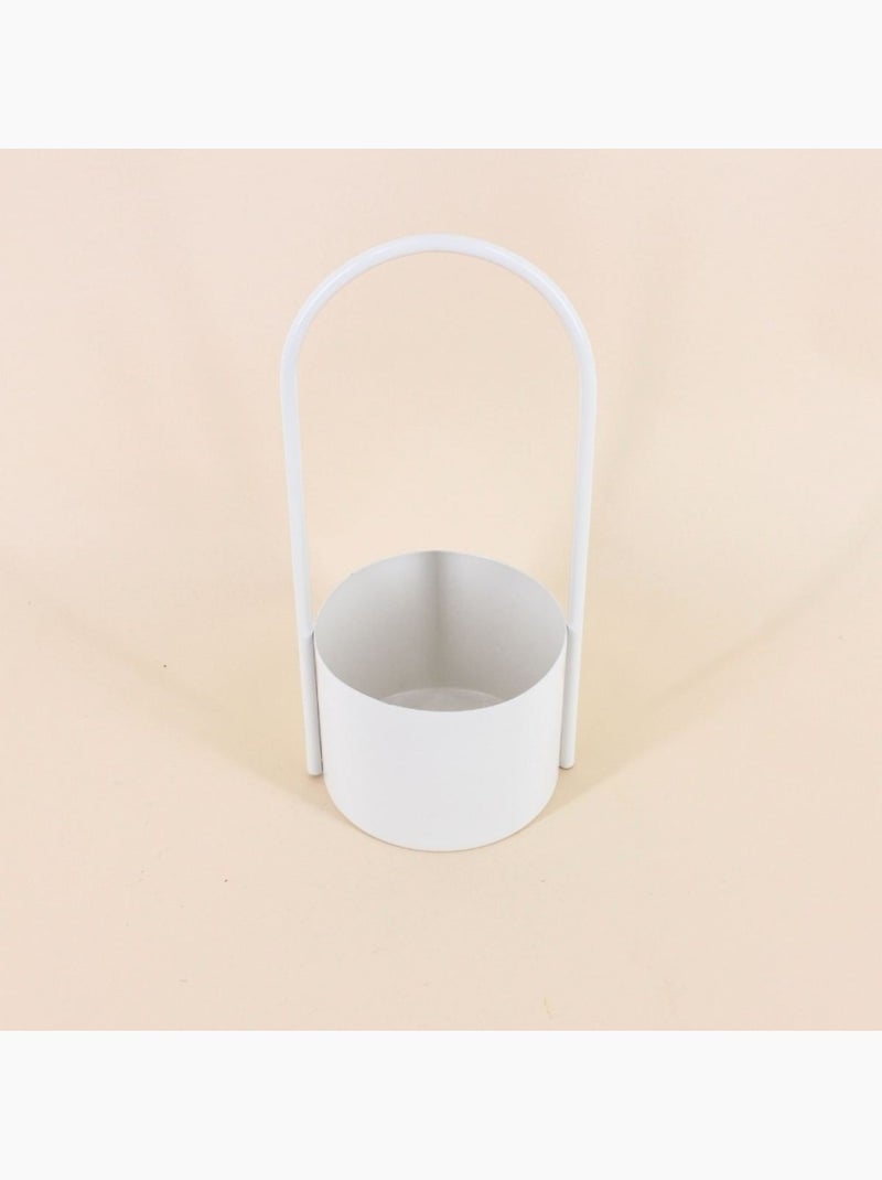 Cache pot en métal anse haute 13x30cm Beige - Kiabi