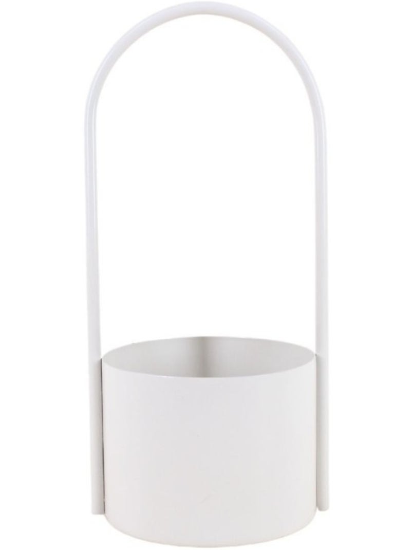 Cache pot en métal anse haute 13x30cm Beige - Kiabi