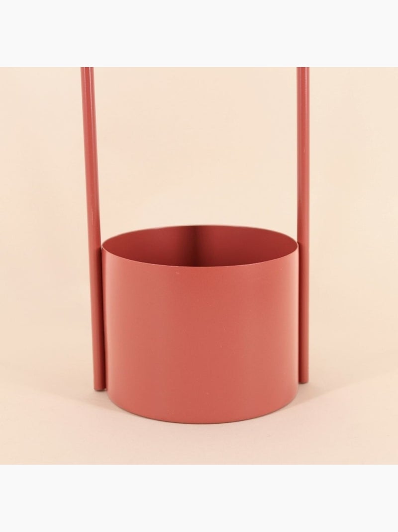 Cache pot en métal anse haute 13x30cm Terracotta - Kiabi