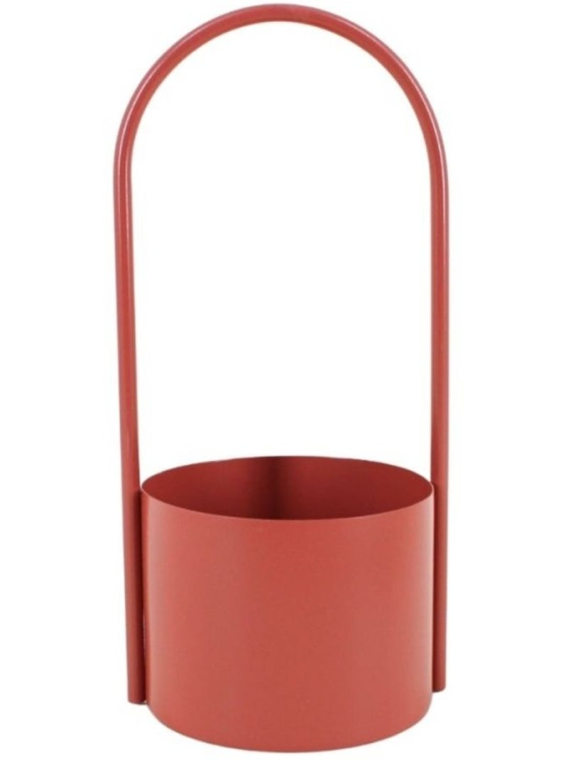 Cache pot en métal anse haute 13x30cm Terracotta - Kiabi