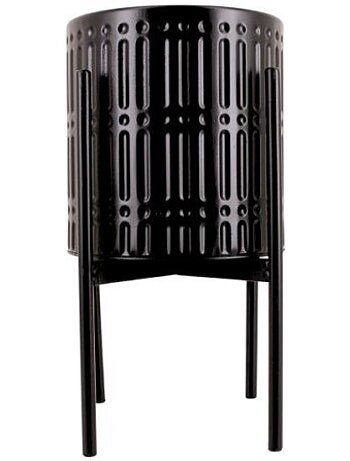 Cache pot en métal structuré noir 21x38,5cm