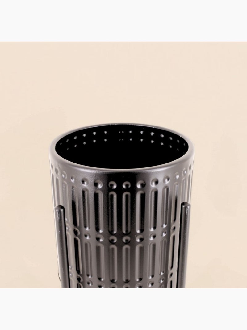 Cache pot en métal structuré noir 21x38,5cm Noir - Kiabi