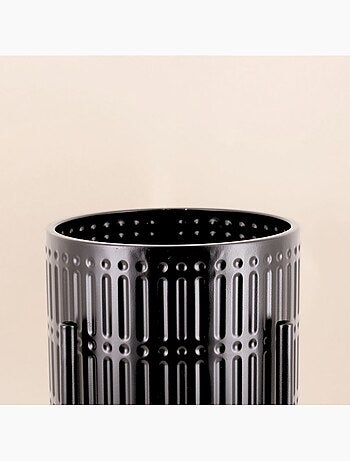 Cache pot en métal structuré noir 27x48cm