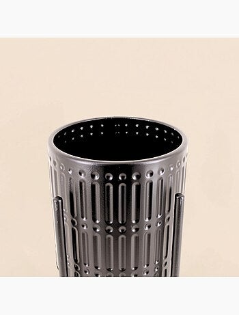 Cache pot en métal structuré noir 27x48cm