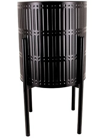 Cache pot en métal structuré noir 31x61cm