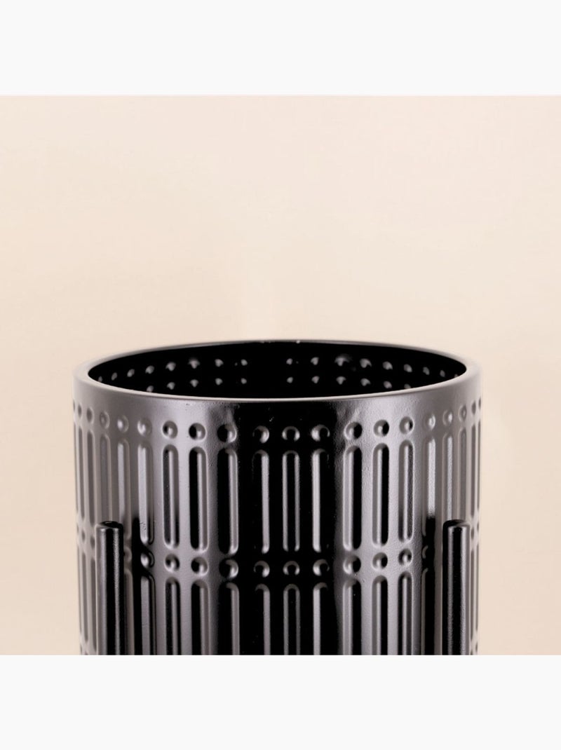 Cache pot en métal structuré noir 31x61cm Noir - Kiabi