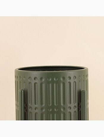 Cache pot en métal structuré vert 31x61cm