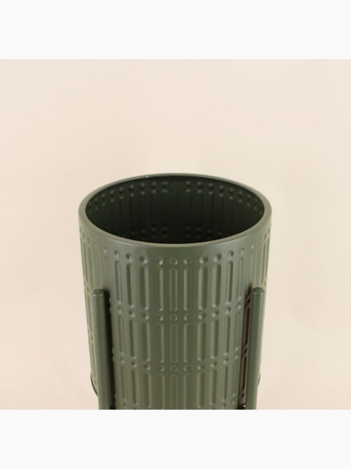 Cache pot en métal structuré vert 31x61cm - Kiabi