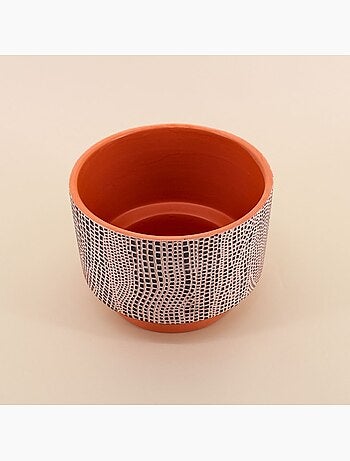 Cache-pot en terre cuite décor relief 25cm