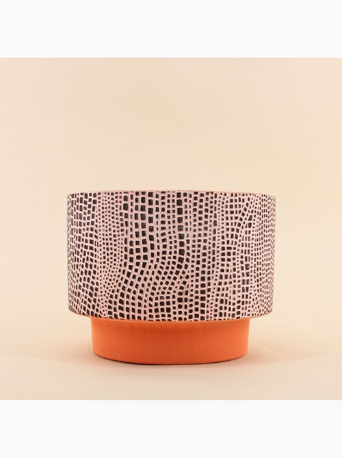 Cache-pot en terre cuite décor relief 25cm - Kiabi