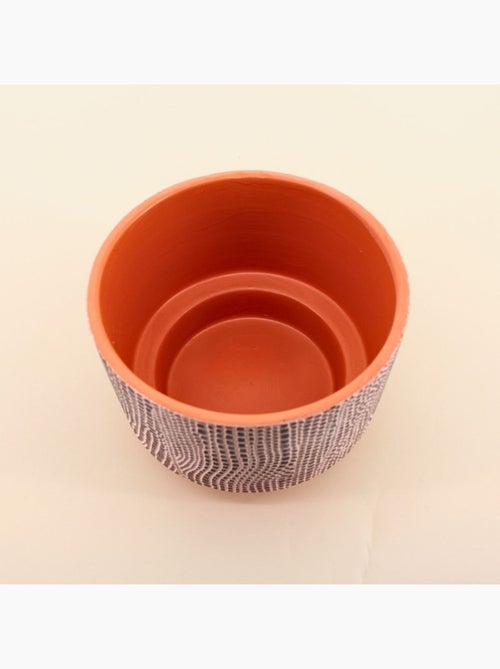 Cache-pot en terre cuite décor relief 25cm - Kiabi