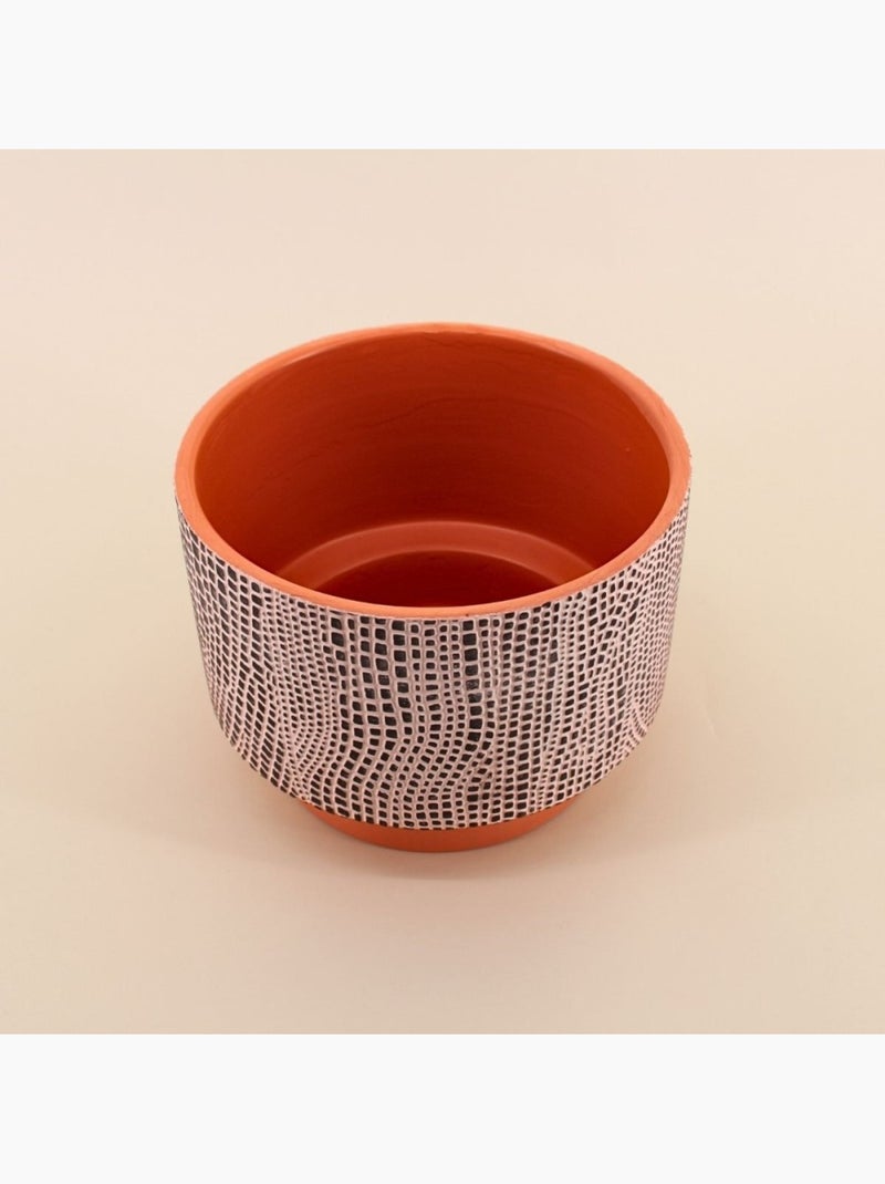 Cache-pot en terre cuite décor relief 25cm Terre cuite - Kiabi