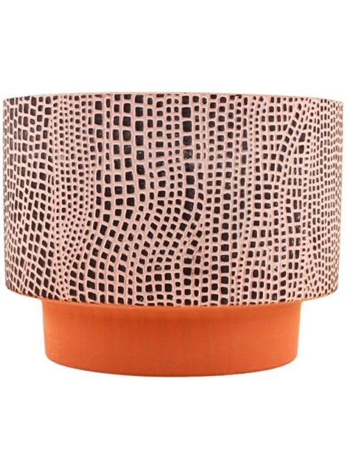 Cache-pot en terre cuite décor relief 25cm - Kiabi