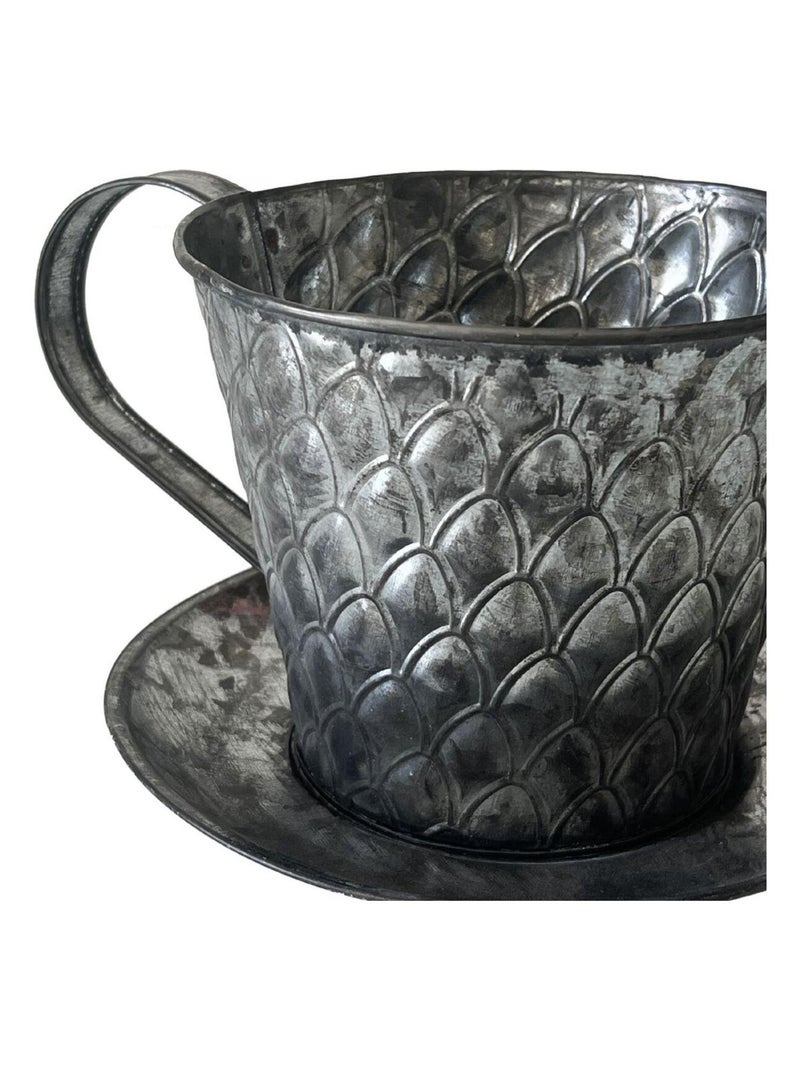 Cache pot en zinc vieilli en forme de tasse Gris - Kiabi