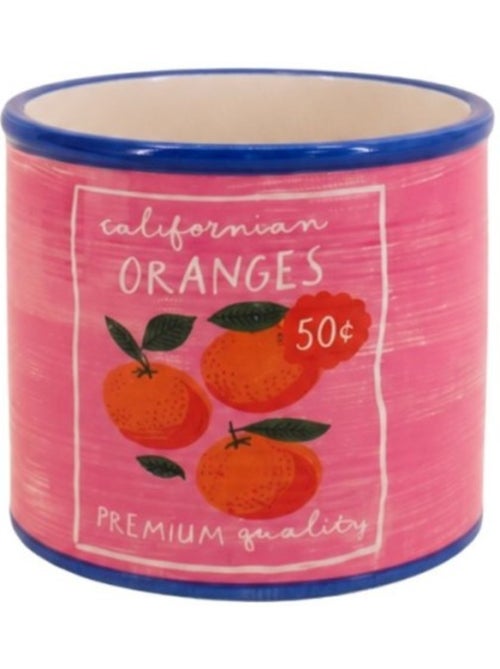 Cache-pot fruits en céramique rose liseret bleu 11x13cm - Kiabi