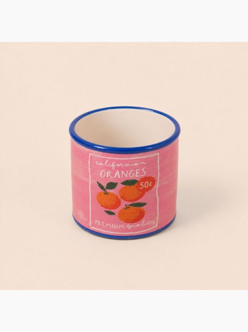 Cache-pot fruits en céramique rose liseret bleu 11x13cm Rose - Kiabi