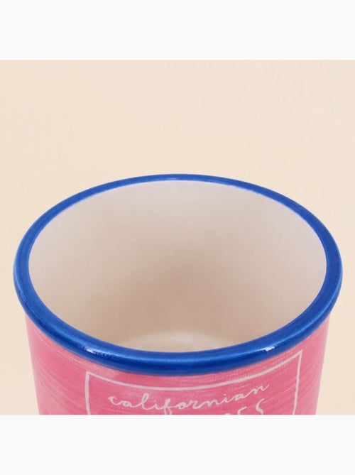 Cache-pot fruits en céramique rose liseret bleu 11x13cm - Kiabi
