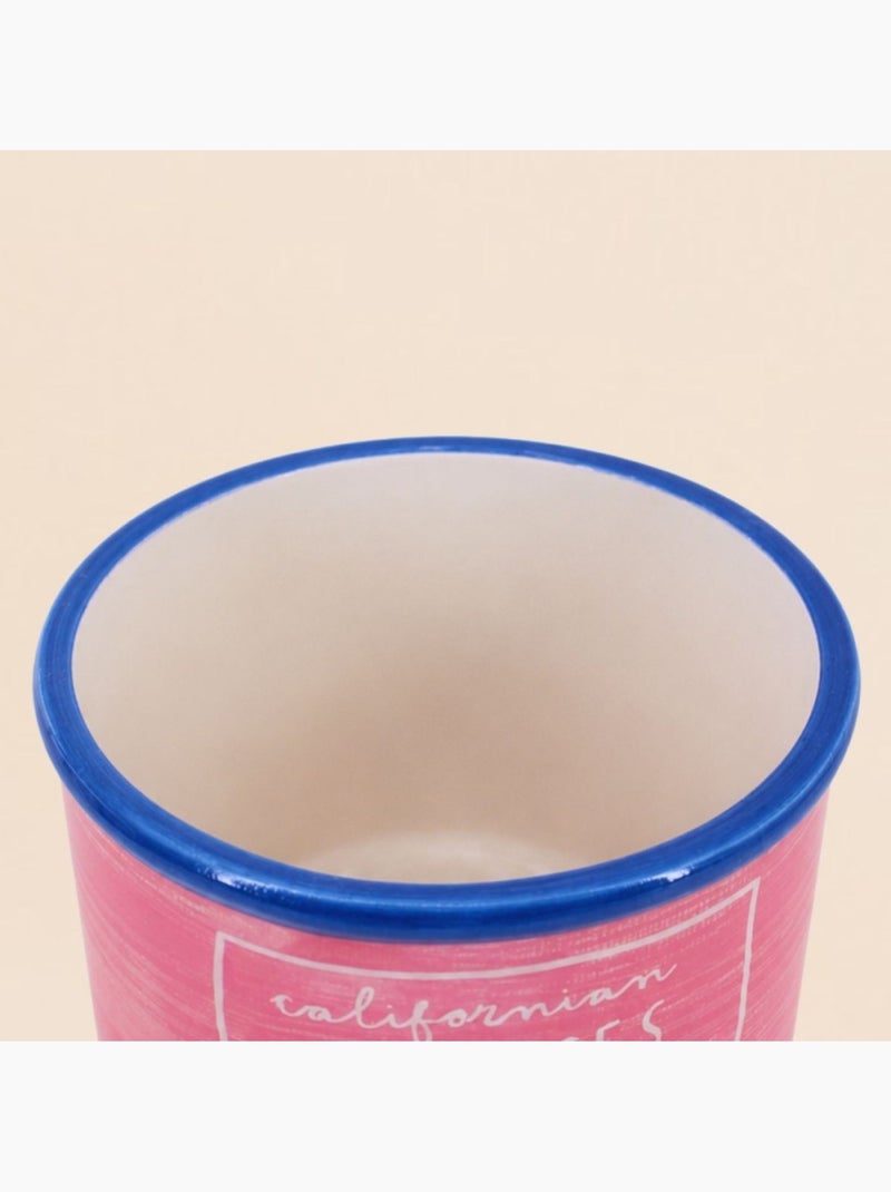 Cache-pot fruits en céramique rose liseret bleu 11x13cm Rose - Kiabi