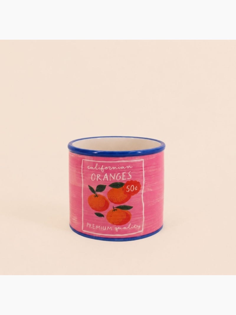 Cache-pot fruits en céramique rose liseret bleu 11x13cm Rose - Kiabi