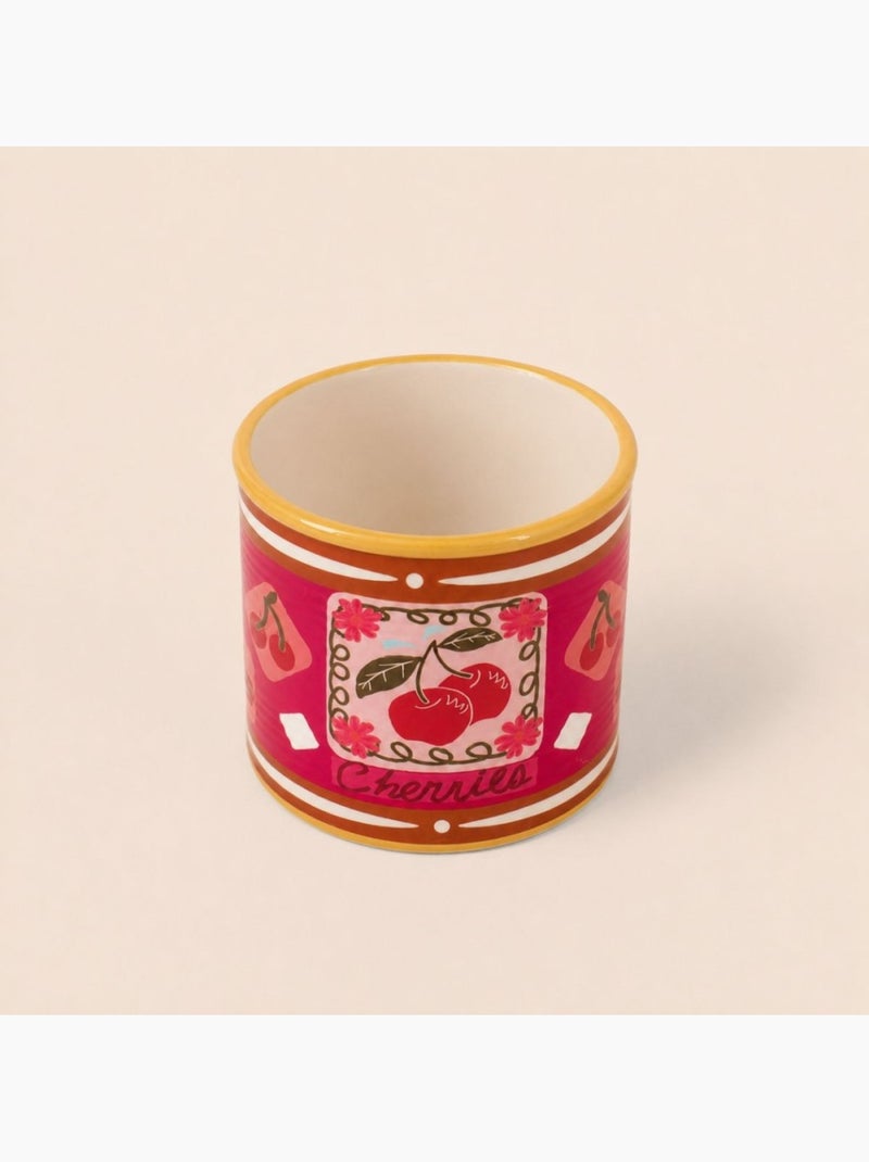 Cache-pot fruits en céramique rose liseret jaune 11x13cm Rose - Kiabi