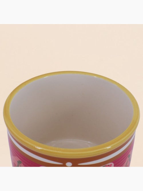 Cache-pot fruits en céramique rose liseret jaune 11x13cm - Kiabi