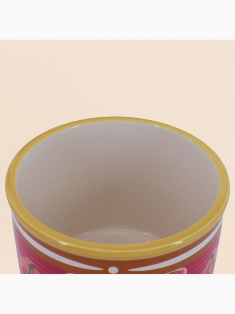 Cache-pot fruits en céramique rose liseret jaune 11x13cm Rose - Kiabi